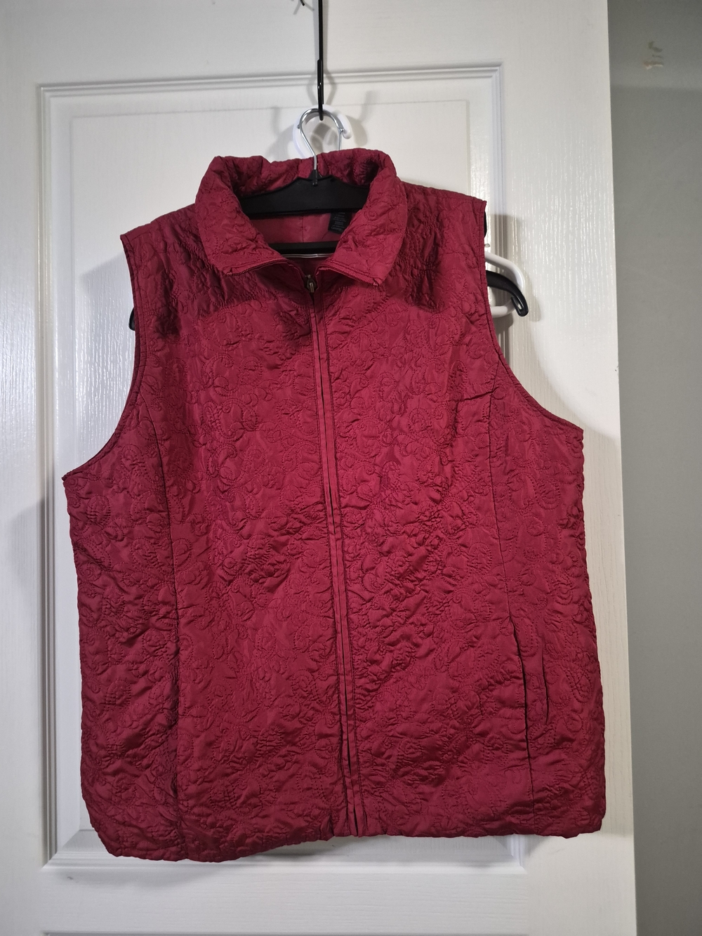 Quilted Sleeveless Vest in Rich Red